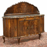 Antique Sideboard, Italian Venetian Marble Top Burlwood, 20th C., Gorgeous! - Old Europe Antique Home Furnishings