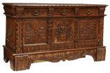 Antique Sideboard, Motorized TV Stand, Continental Carved Walnut Stand!! - Old Europe Antique Home Furnishings