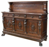 Antique Sideboard, Renaissance Revival Carved Walnut, Early 1900's, Gorgeous! - Old Europe Antique Home Furnishings