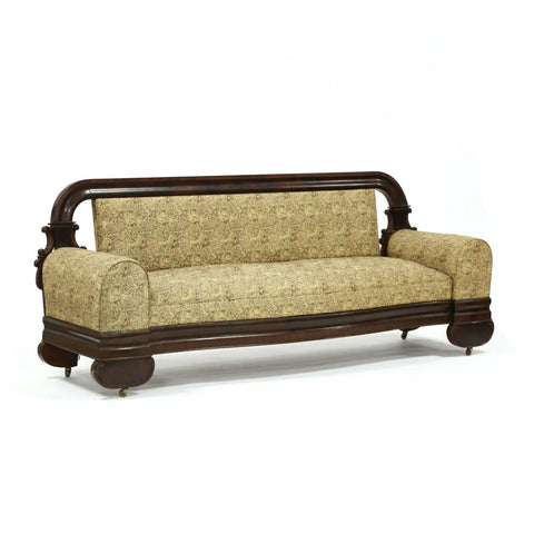 Antique Sofa, American Classical Mahogany, Tapestry Style Upholstery, C. 1840's! - Old Europe Antique Home Furnishings