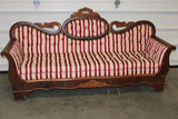 Antique Sofa, Empire Period, Medallion Back, New Upholstery, Red/Beige, 1800's! - Old Europe Antique Home Furnishings