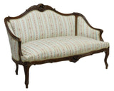 Antique Sofa, Settee, French Louis XV Style Walnut Salon, Striped Floral 1800's! - Old Europe Antique Home Furnishings