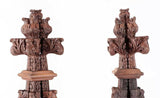 Antique Spires, Carved Oak, Set of Three 3 Gothic Style C, Lighting, 1900's! - Old Europe Antique Home Furnishings