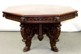 Antique Table, Foyer, Italian Baroque, Octagonal Pedestal Table, Early 1800's! - Old Europe Antique Home Furnishings