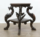 Antique Table, Occasional, Side, Renaissance Revival Griffin Carved Oak, Beauty!! - Old Europe Antique Home Furnishings
