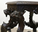 Antique Table, Occasional, Side, Renaissance Revival Griffin Carved Oak, Beauty!! - Old Europe Antique Home Furnishings