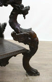 Antique Table, Occasional, Side, Renaissance Revival Griffin Carved Oak, Beauty!! - Old Europe Antique Home Furnishings