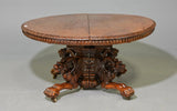 Antique Table, Carved Winged Griffin Entry, Dining, With 4 Leaves, 1800s!! - Old Europe Antique Home Furnishings