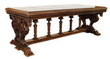 Antique Table, French Baroque, Carved, Griffin Base, Columnar Supports, 1800s!! - Old Europe Antique Home Furnishings