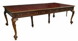 Antique Table, Library, Mahogany, Chippendale Style Red  Leather,  Early 1900s!! - Old Europe Antique Home Furnishings