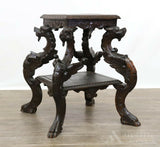 Antique Table, Occasional, Side, Renaissance Revival Griffin Carved Oak, Beauty!! - Old Europe Antique Home Furnishings