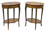 Antique Tables, Side, Mahogany, French Louis XV Style Marble-Top, Pair, Gorgeous!! - Old Europe Antique Home Furnishings