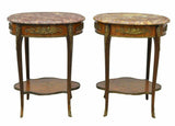 Antique Tables, Side, Mahogany, French Louis XV Style Marble-Top, Pair, Gorgeous!! - Old Europe Antique Home Furnishings