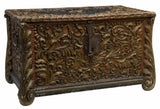 Antique Trunk, Chest, Heavily Carved Italian Polychrome Walnut, 18th / 19th C.! - Old Europe Antique Home Furnishings