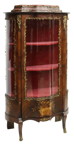 Antique Vitrine, Cabinet French Louis XV Style Exceptional Curved, Gorgeous!! - Old Europe Antique Home Furnishings
