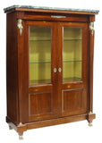 Antique Vitrine, French Empire Style Marble-Top Mahogany Cabinet, Gilt, 1900's! - Old Europe Antique Home Furnishings