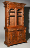 Antique, Cupboard, Renaissances Style, Carved Oak, Figural Relief, 19th C. 1800s - Old Europe Antique Home Furnishings