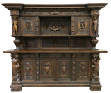 Antique Cupboard / Sideboard, French Renaissance Revival Figural,19th Century ( 1800s ), Gorgeous!!! - Old Europe Antique Home Furnishings