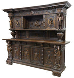 Antique Cupboard / Sideboard, French Renaissance Revival Figural,19th Century ( 1800s ), Gorgeous!!! - Old Europe Antique Home Furnishings