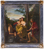 Antique Oil Painting,Continental School 18th C.Style Courting Scene, Large, Beautiful!! - Old Europe Antique Home Furnishings