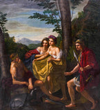 Antique Oil Painting,Continental School 18th C.Style Courting Scene, Large, Beautiful!! - Old Europe Antique Home Furnishings