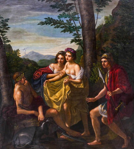 Antique Oil Painting,Continental School 18th C.Style Courting Scene, Large, Beautiful!! - Old Europe Antique Home Furnishings