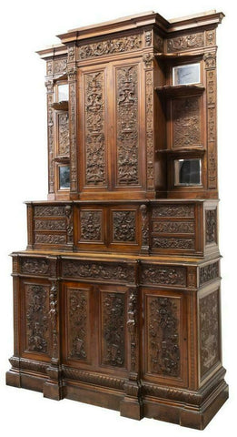 Sideboard, Italian Renaissance Revival Carved,19th C., 1800s, Impressive Antique!! - Old Europe Antique Home Furnishings