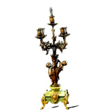 Antique Clock, Mantel, Three-Piece Patinated Spelter, Green Onyx Figural, 1900's - Old Europe Antique Home Furnishings