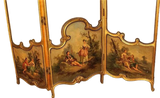 Antique Screen, Dressing, Hand Painted Courting Scenes, 3 Panels, Gilt, Lovely!-show original title - Old Europe Antique Home Furnishings