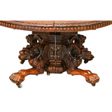 Antique Table, Carved Winged Griffin Entry, Dining, With 4 Leaves, 1800s!! - Old Europe Antique Home Furnishings