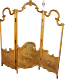 Antique Screen, Dressing, Hand Painted Courting Scenes, 3 Panels, Gilt, Lovely!-show original title - Old Europe Antique Home Furnishings