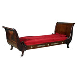 Antique Bed, Day Bed, French Empire Style, Mahogany, Bronze Swan Mount, 1800's!! - Old Europe Antique Home Furnishings