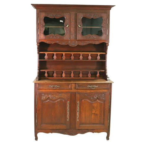 Antique Cabinet, Display, Louis XV Style Normandy Buffet Deux Corps, Handsome!! - Old Europe Antique Home Furnishings