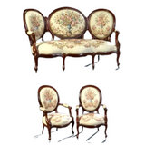 Antique Parlor Suite, French Louis Philippe, Three Piece Carved, Cherry, 1800s! - Old Europe Antique Home Furnishings