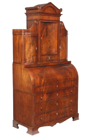 Antique Secretary Biedermeier, Mahogany, Lots of Drawers, Writing Surface, 1800s!! - Old Europe Antique Home Furnishings