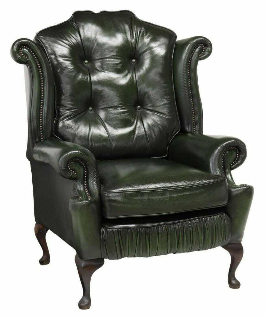 Dark green sales leather armchair