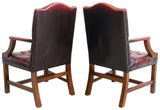 Armchairs, Red Leather, English, Six, GainsBorough Style, Nailhead Trim, 20th C! - Old Europe Antique Home Furnishings