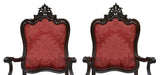 Armchairs, Spanish Baroque Style, Ebonized, Red Damask, Two, Pair, Vintage!! - Old Europe Antique Home Furnishings