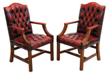 Armchairs, Red Leather, English, Six, GainsBorough Style, Nailhead Trim, 20th C! - Old Europe Antique Home Furnishings