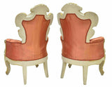Armchairs, Pair, Baroque Style Upholstered Parcel Gilt, Vintage / Antique, Fancy - Old Europe Antique Home Furnishings