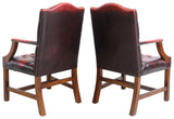 Armchairs, Red Leather, English, Six, GainsBorough Style, Nailhead Trim, 20th C! - Old Europe Antique Home Furnishings