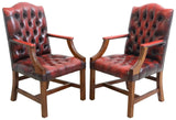 Armchairs, Red Leather, English, Six, GainsBorough Style, Nailhead Trim, 20th C! - Old Europe Antique Home Furnishings