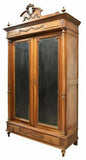 Antique French Armoire, Louis XVI Style Walnut, Mirrored, 1800's, Handsome!! - Old Europe Antique Home Furnishings