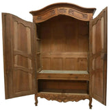 Armoire, Monumental, French Provincial, Carved Walnut, Arched Cornice, 1800's! - Old Europe Antique Home Furnishings