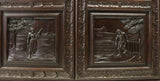 Armoire / Bookcase, French Breton, Figural, Richly Carved Oak, Foliate, 1800s!! - Old Europe Antique Home Furnishings