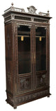 Armoire / Bookcase, French Breton, Figural, Richly Carved Oak, Foliate, 1800s!! - Old Europe Antique Home Furnishings