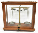 Balance Scales, Glass Cased Microid Laboratory, Handsome Antique!! - Old Europe Antique Home Furnishings