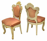 Chairs, Baroque Style Set of Six Side Upholstered Parcel Gilt, Vintage / Antique, Pink - Old Europe Antique Home Furnishings