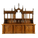 Back Bar, Buffet, Gothic Revival Style Carved Oak Display with Mirrors, Amazing! - Old Europe Antique Home Furnishings