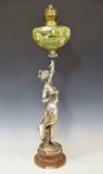 Oil Lamp, French Silver-Tone Metal Figural, 19th / 20th Century, Gorgeous!!! - Old Europe Antique Home Furnishings